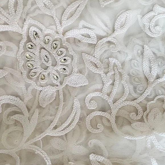 White and red net saree - Picture 6 of 9